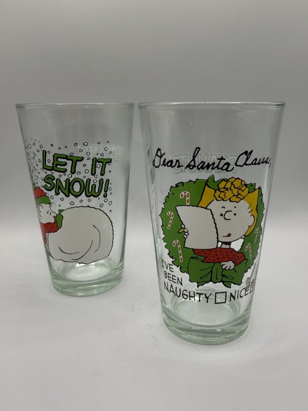 Peanuts Linus & Lucy Christmas Glasses
